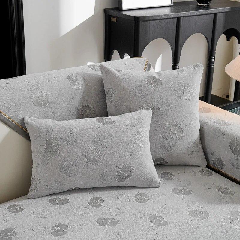 Francouzský prachotěsný potah na pohovku žinylka proti poškrábání pratelný potah na pohovku pro domácí mazlíčky Jednobarevné žakárové sekční potahy na pohovku ve tvaru písmene L