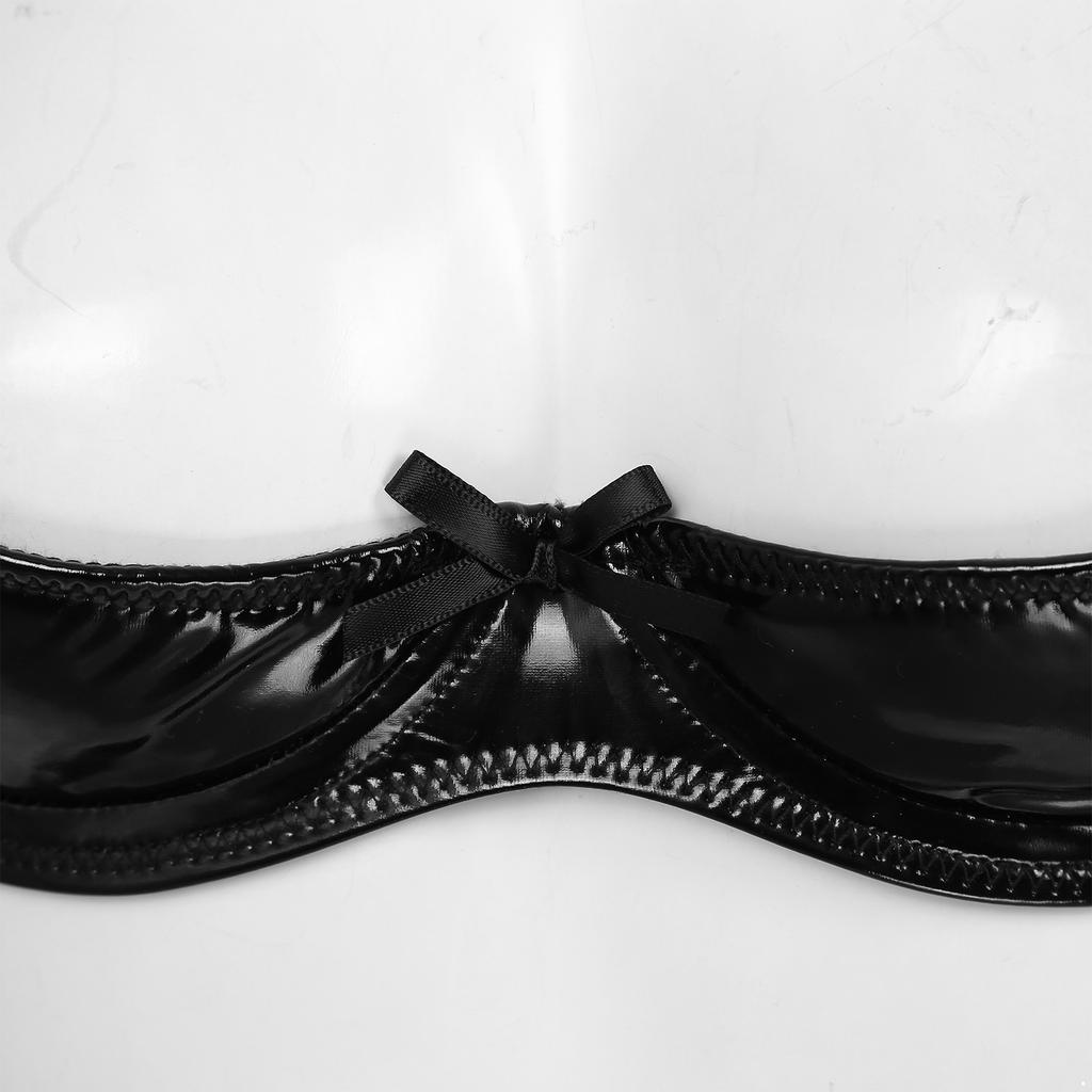 Sexy Damen-Dessous, Lackleder, Bügel-BH, Unterwäsche, ungefütterter Büstenhalter