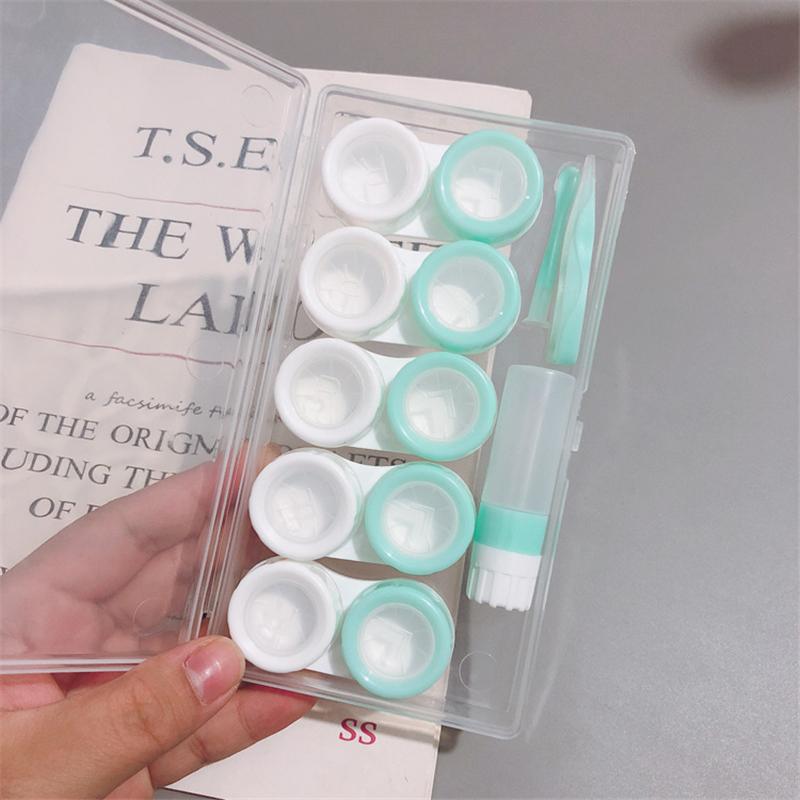 10 grids Contact Lens Box Holder Portable Small Lovely Clear Eyewear Bag Container Contact Lenses Soak Storage Case