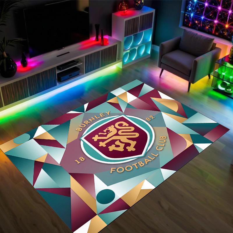 Burnley Football Design Crystal Velvet Carpet Cozy Non?Slip Printed Rug For Bedroom Living Room Entrance