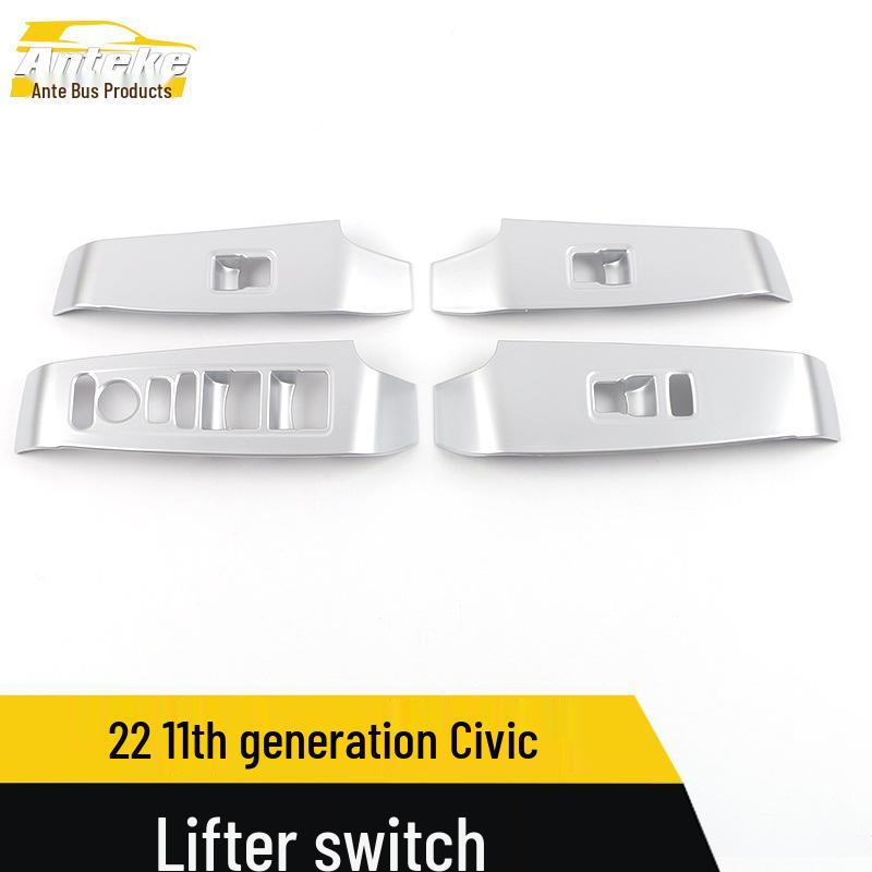 Fits 22 Eleventh-Gen Civic Models: Power Window Switch Decorative Frame & Armrest Button Sequins.