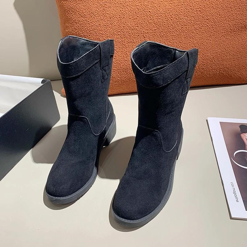 Shoes for Women 2024 High Quality Slip-on Women's Boots Fashion Sewing Modern Boots Women Hot Sale Plus Size Mid-Calf Boots