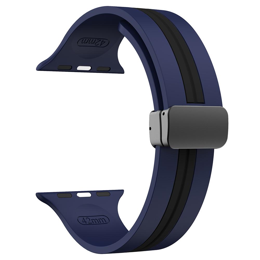 KALEBOL Striped Magnetic Silicone Strap for Apple Watch Series 10 9 8 7 SE 6 5 4 3 2 1 42mm 41mm 40mm 38mm Watch Band