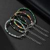 Bracelet Classique Vintage en Pierre Naturelle, Bracelet Chaîne à Perles Réglable en Acier Inoxydable, Bijou de Mode Cadeau pour Hommes Garçons