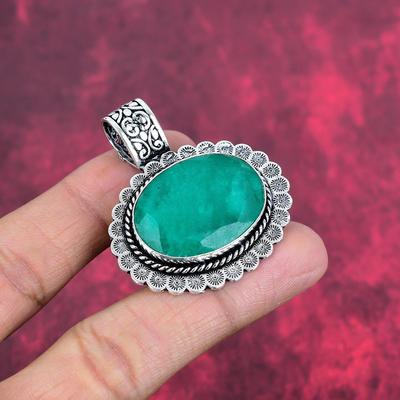Emerald Pendant, 925 Sterling Silver Pendant Gemstone Jewelry, Handmade Pendant Amazing Jewelry, Gift For Her