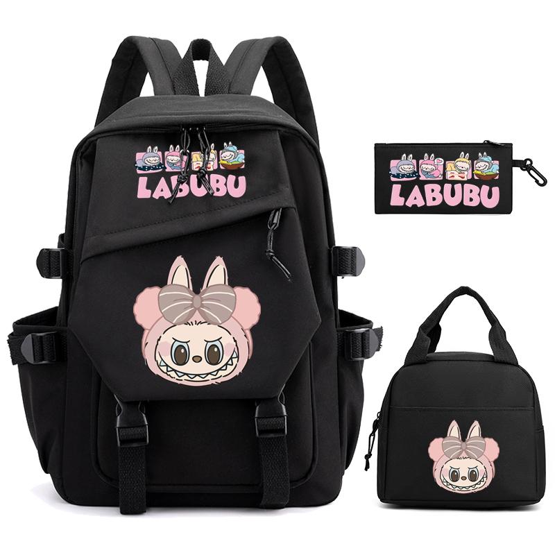 3Pcs/set Cute  Printed Backpack Pencil Case Lunch Bag Teenager Student Girl Boy Schoolbag Women Travel Laptop Bag Mochila