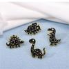 4 Styles Cartoon Space Star Pattern Dinosaur Design Enamel Brooches Girls Cute T-Rex Brontosaurus Stegosaur Shaped Golden Pins