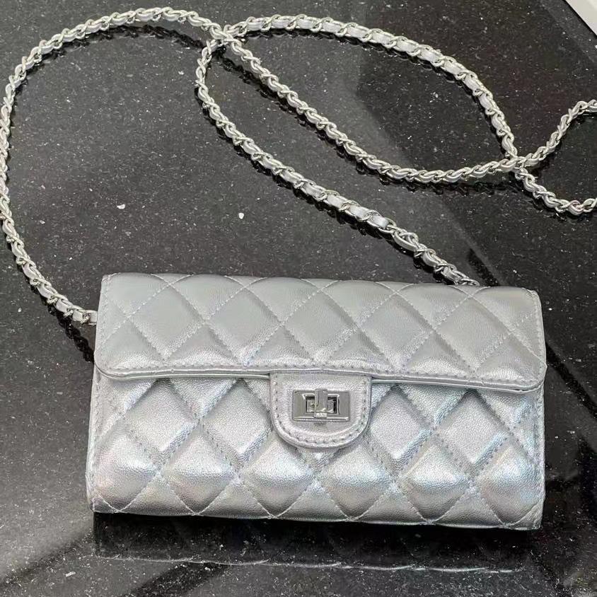 Chain bag Mini small square bag Rhombus long wallet card clip One shoulder cross cross mobile phone bag Female