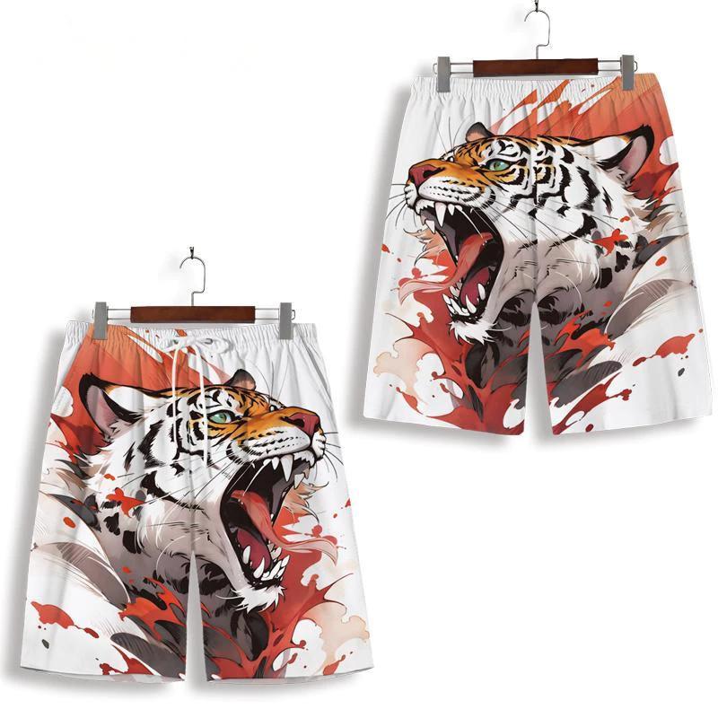 

Chinese Tiger Yellow White Muay Thai Kickboxing Training Shorts Print Martial Art Boxer Unisex Men Women Kid Fighting Fitness Sport Gym Workout S