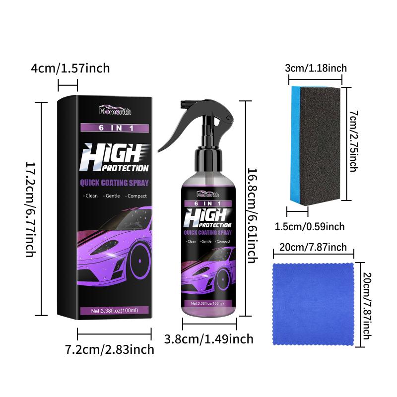 Car Nano Ceramic Coating Spray 6 in Long Lasting Protection Repair for Auto Detailing Shine Maintenance