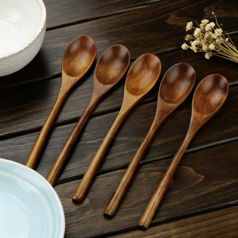 5 Stuks Houten Lepel Soeplepel En Vork Servies Natuurlijke Ellipse Pollepel Lepel Set Milieuvriendelijke Producten Lepels Voor Koken