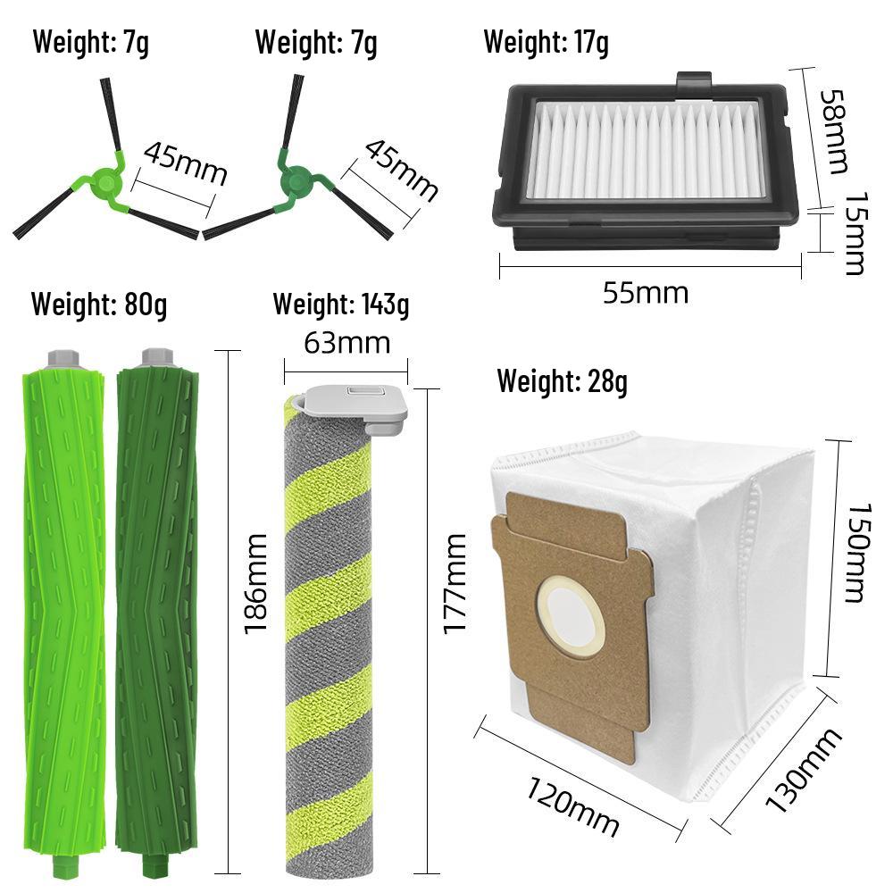 Compatible Accessories for iRobot Max 705: Edge Brush, Filter, Roller, Cloth, Dust Bag