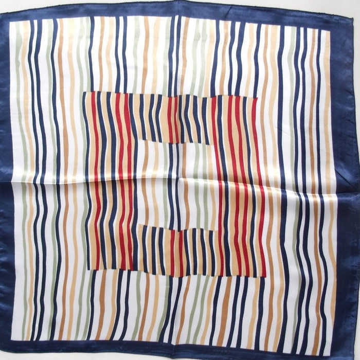 [BYSIFA] Black White Striped Women Small Square Scarf Spring Autumn Professional Silk Scarf Brand Magic Scarves 52*52cm