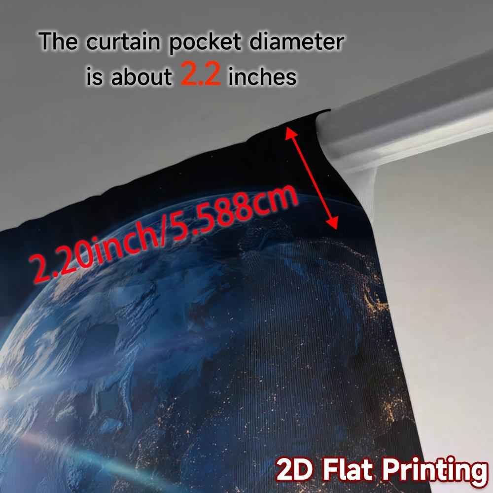 2pcs   2D FLAT PRINTING Curtains (Without Rod) Earthrise Popular Popular Curtain 100% Polyester Curtains Decorations Inside