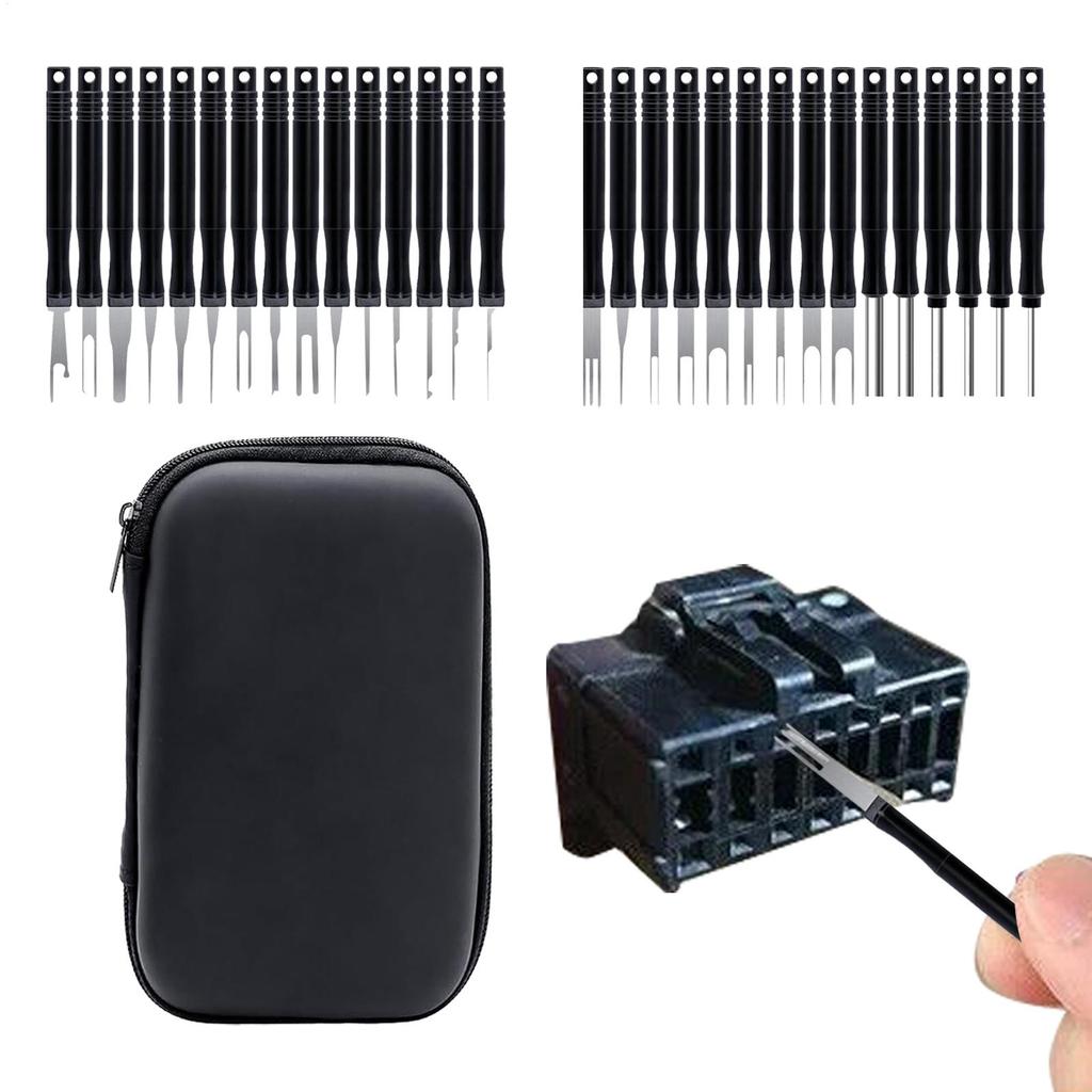 30Pcs Terminal Pin Removal Tool Kit Stainless Steel Pin Extractor Tool Reusable Electrical Wire Connector Pin Release Tool Auto