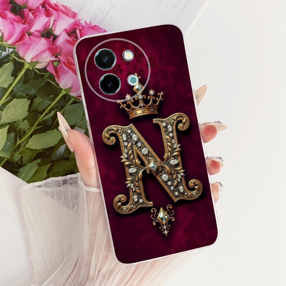 For Vivo Y38 Y58 5G Case For Vivo Y200i Y200T Cute Crown Letters Soft Silicone Couple Phone Case For VivoY38 VivoY58 V2355 Funda