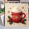 DIY 5D Pearl Painting Kit Framed with Christmas Hot Cocoa Mug Design Sparkling Bead Canvas Art Creative Gift for Nursery Room Decor