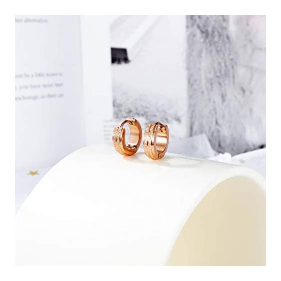 Rockyu Earrings, Women's, Adults, Pink Gold, Titanium Ring Earrings, Simple Design, Hoop Earrings, Hypoallergenic To Metal, 18K Earrings, Binaural