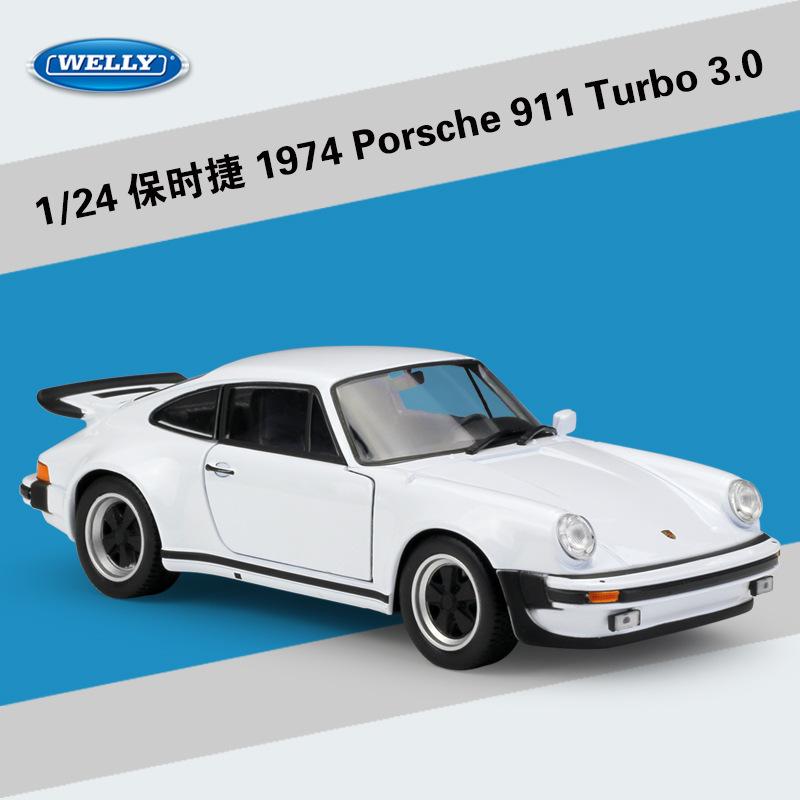 WELLY 1:24 1974 Porsche 911 Turbo 3.0 Alloy Die-Cast Model Car - First Generation Turbo, Official Licensed Classic Sports Cars