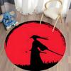Samurai Silhouette Rug for Modern Living Spaces Round Carpet for Home Sofa Bedroom, Gift