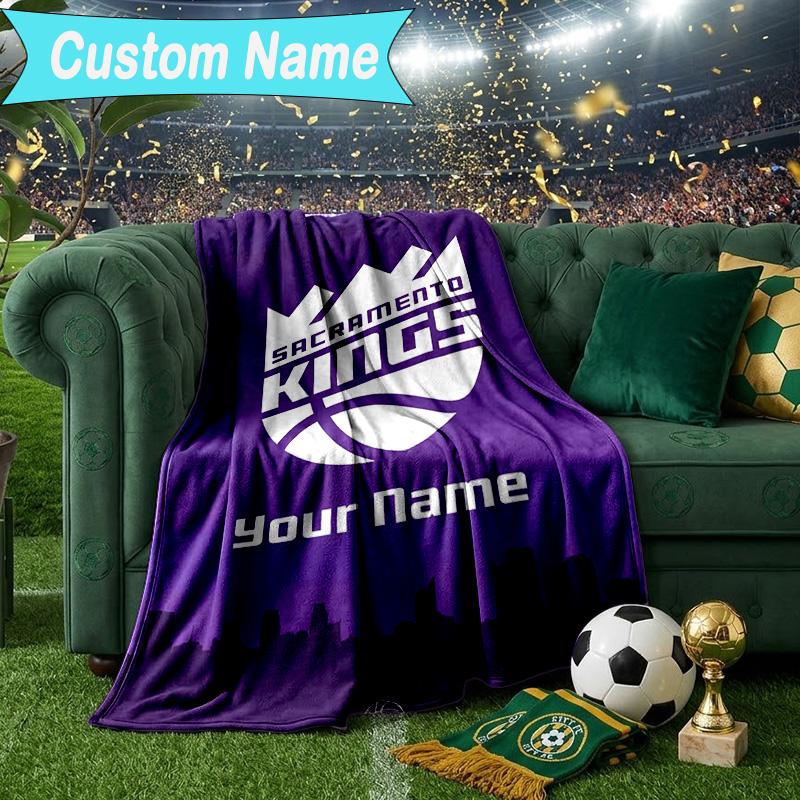 Custom Name Blanket Sacramento Basketball Logo Blanket Bedding Blanket for Travel, Camping, Living Rooms, Offices, Sofas, Fan Christmas gift