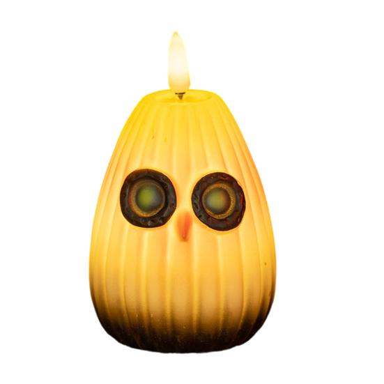 Autumn Owl Flameless Candle LED Night Light Battery Operated Flickering Candle Light Halloween Christmas Home Decor