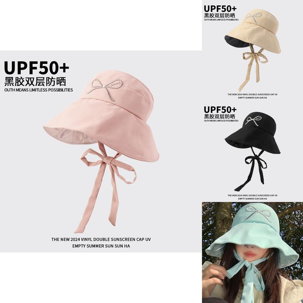 Stylish Solid Color Bowknot Sun Protection Fishing Hat For Women Summer 2024