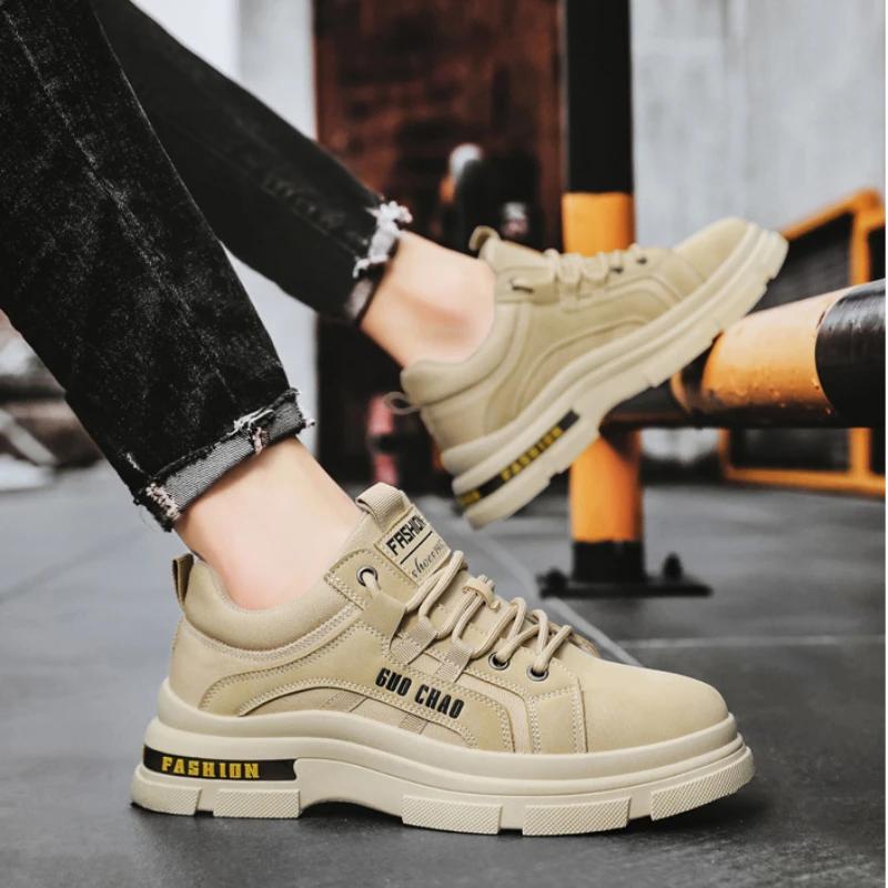 

Модные мужские высокие ботинки для походов на открытом воздухе, повседневная дорожная обувь, универсальная удобная обувь для ходьбы, нескользящие износостойкие ботинки по щиколотку 39 хаки