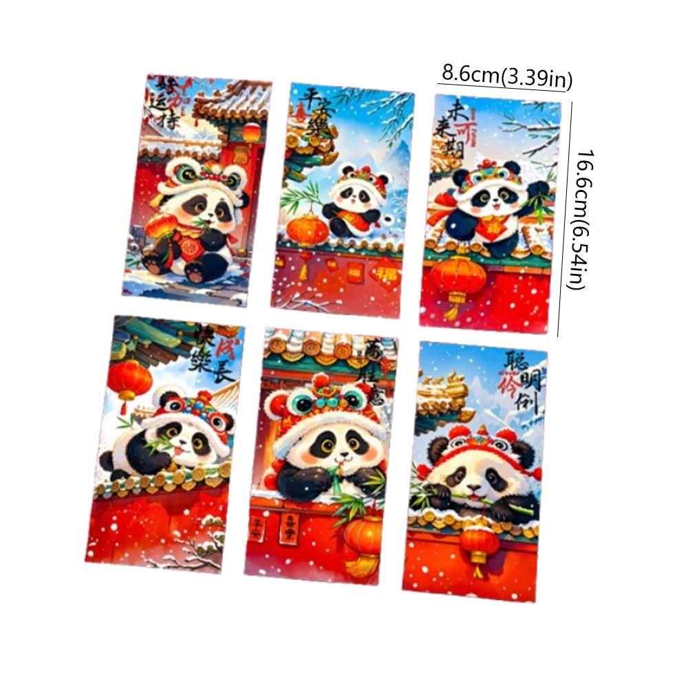 6pcs Chinese Style New Year Panda Red Envelopes Traditional Lucky Money Packets  Bonus