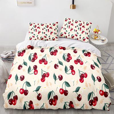 Bettbezug-Set, Orange, Kirsche, Mandarine, Fruchtmuster, Luxus-Bettwäsche-Set, King-Size-Bett, Full-Twin-Queen-Size-Bettbezug aus Polyester
