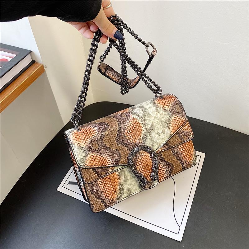 2024 Floral Crocodile Pattern Chain Crossbody Bag: Double Compartment Flap Shoulder Backpack