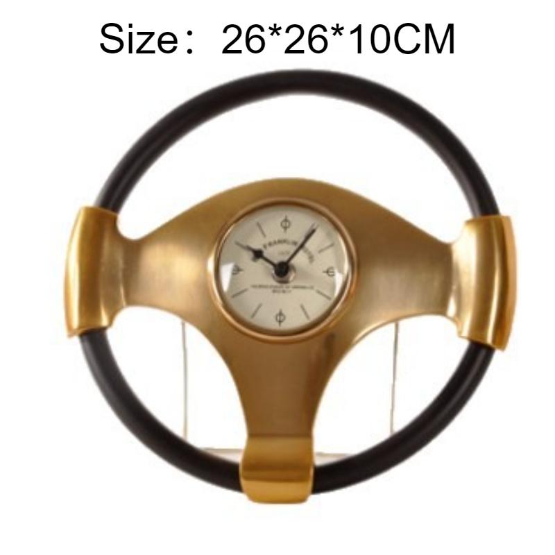 

Steering Wheel Desk Clock Metal Nordic Silent Creativity Unique Clocks Art Aesthetic Watches Home Table Decoration Accessories