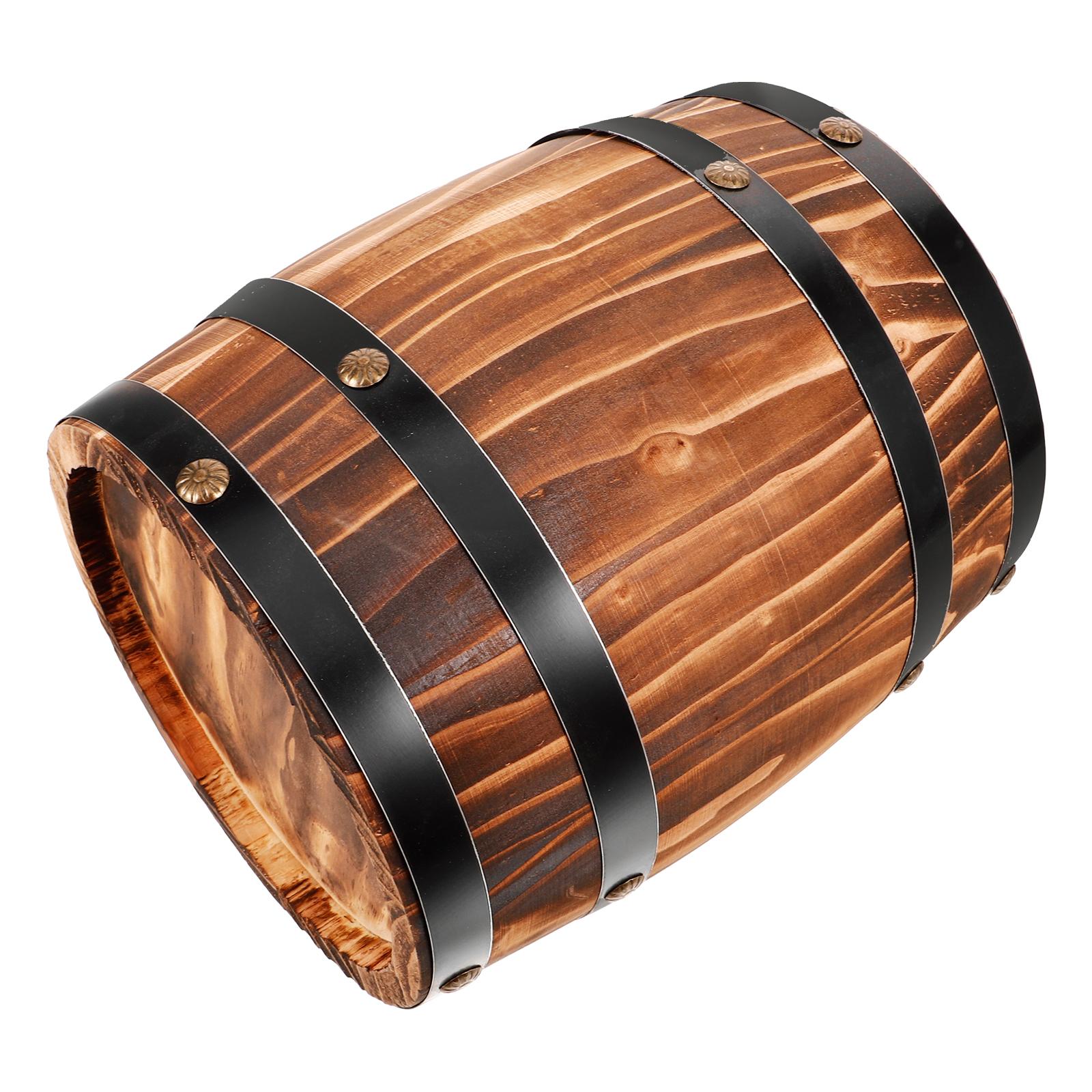 Деревянная бочка Декоративный реквизит Винтажный стиль Массив дерева Винная бочка Украшение Декор бара Рустикальное кашпо Искусство Дом Сад