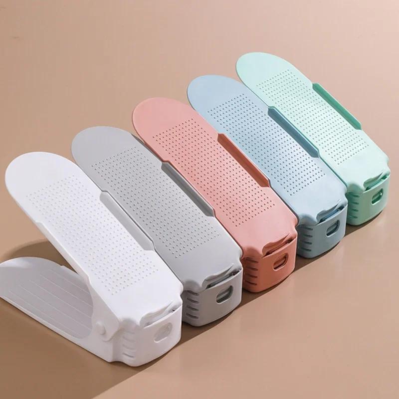 8 buc/pachet Suport pentru pantofi modern, simplu, cu două straturi, Suport pentru pantofi din plastic reglabil integrat în camera de zi a căminului de uz casnic