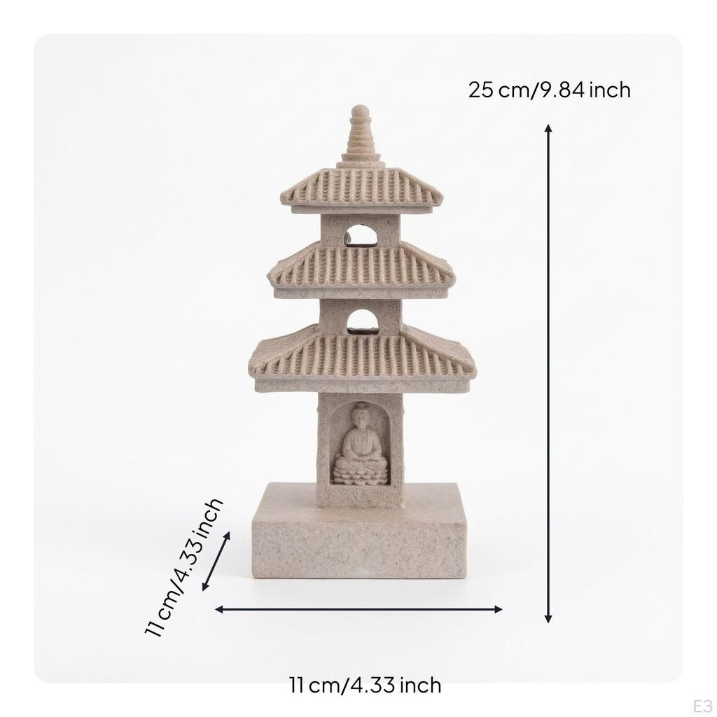Pagoda Statue with Light Zen Tranquil for Patio