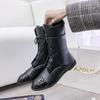 Soft Leather Women Short Boots Vintage Anti-slip Rubber Bottom Versatile Short Boots Women Lace-up Round Toe Boots