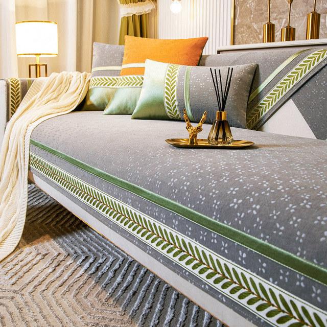 

Свежий чехол для дивана из синели, чехол для кожаного дивана, чехол для сиденья с вышивкой, защита для мебели Cushion cover45x45cm серый