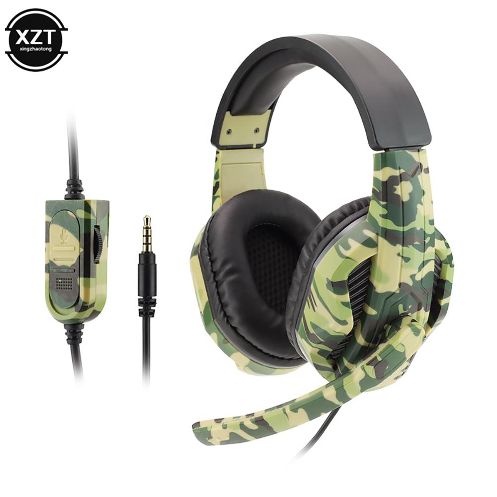 Camouflage Gaming Headset 3.5mm AUX Jack Wired Headphones Gamer Cool Game Headphone With Microphone For PS4 Xbox One PC Phone