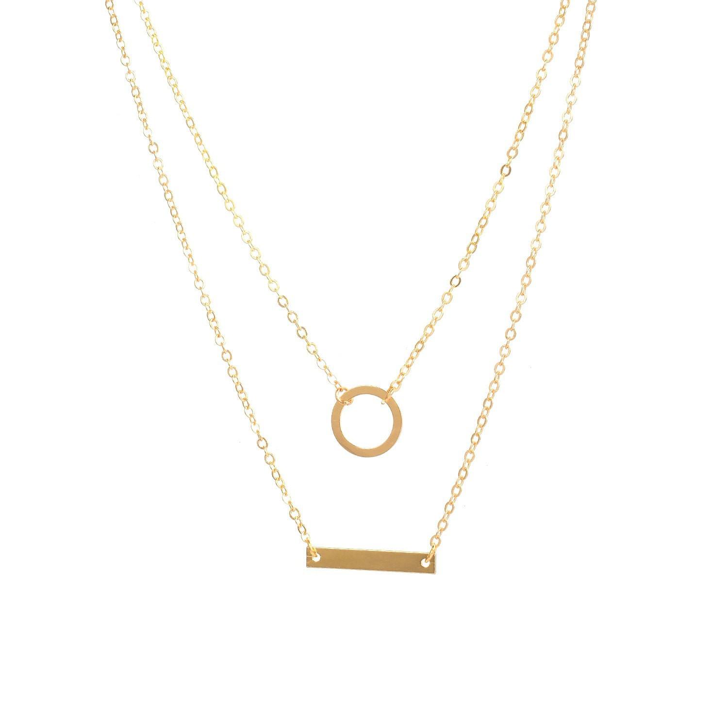 

European and American popular neckwear, ring one-word metal rod circle necklace, thin chain collarbone chain