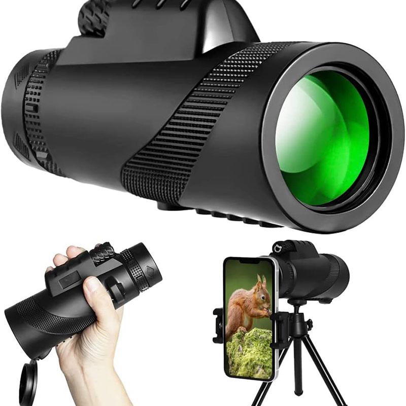 Telescop monocular Hd 80X100, telescop cu prismă Bak4 cu rază lungă de 8000M, cu/fără trepied, clemă pentru telefon, vânătoare, camping în aer liber