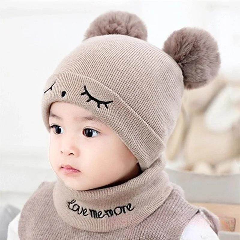 Kids Winter Hat and Scarf Set 2-in-1 Knit Beanie Neck Warmer Unisex Thick Thermal Ear Protection for Boys Girls  Holiday Gift