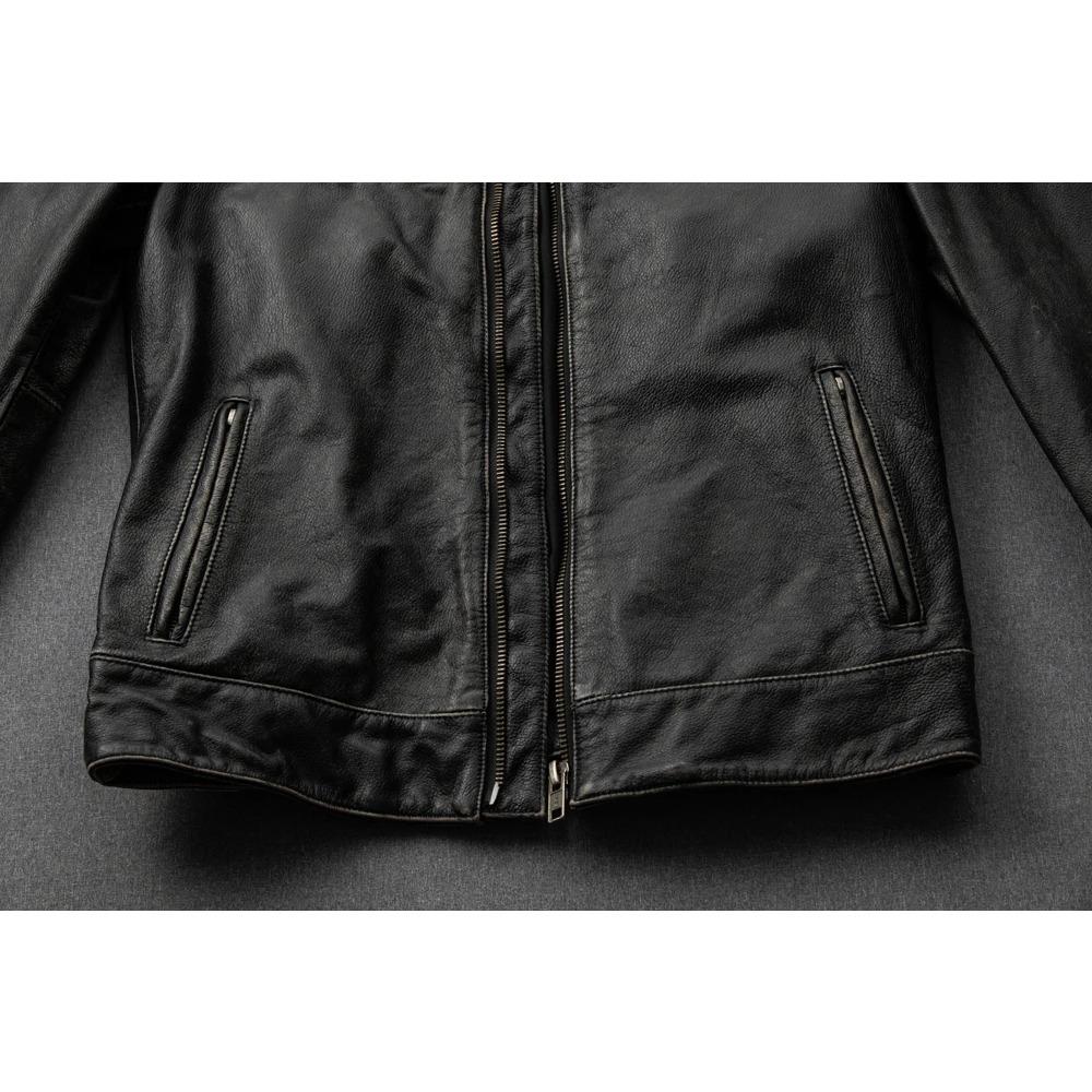 Giacca da motociclista in vera pelle da uomo vintage di taglia cinese, in pelle di mucca naturale, cappotto maschile autunnale