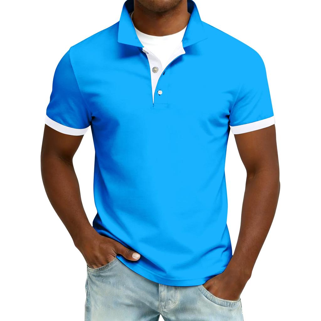 Men's Summer Button Lapel Loose Short Sleeve Top Men's Casual Fashion Top