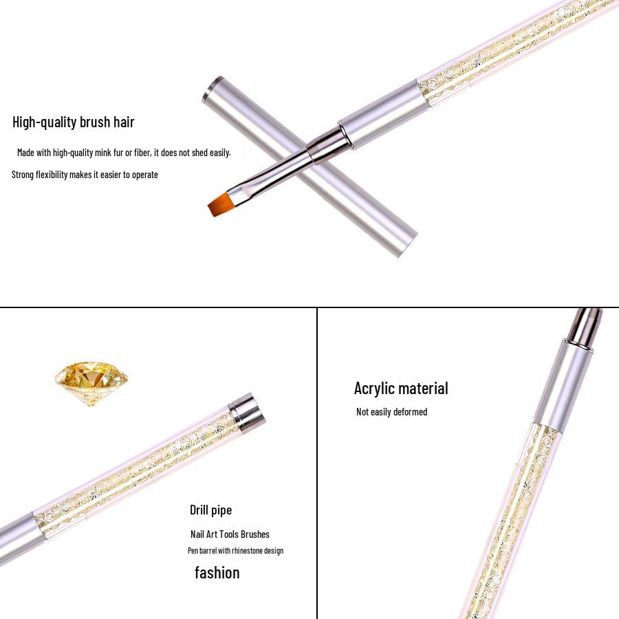 Cross-Border Nail Art Gel Pen: Flat Head, Crystal Carving, Liner, Color Painting, Flower Design
