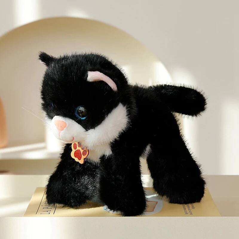 20cm Lifelike Big Eyed Cat Plush Toy Soft Stuffed 4 Colour Realistic Cat Plush Doll Girls Valentine's Day Gift Kid Birthday Gift