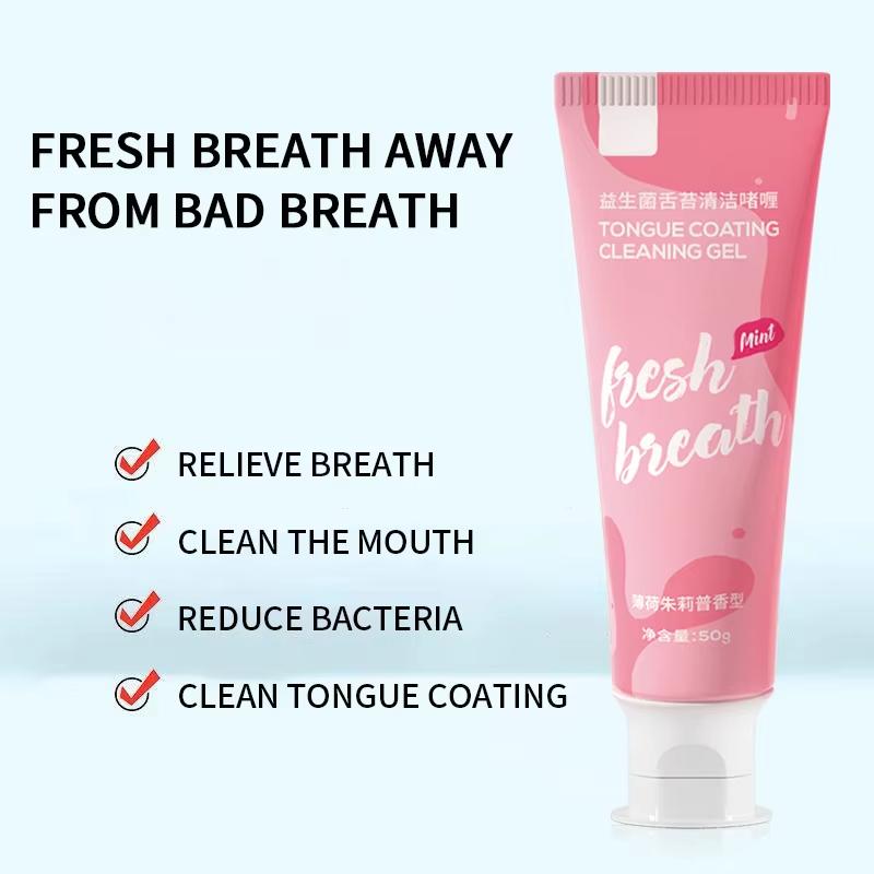 Natural Tongue Cleaner Gel - Remove Bad Breath, Whitening Tongue Scraper Gel for Adults, Fresh Mint Flavor