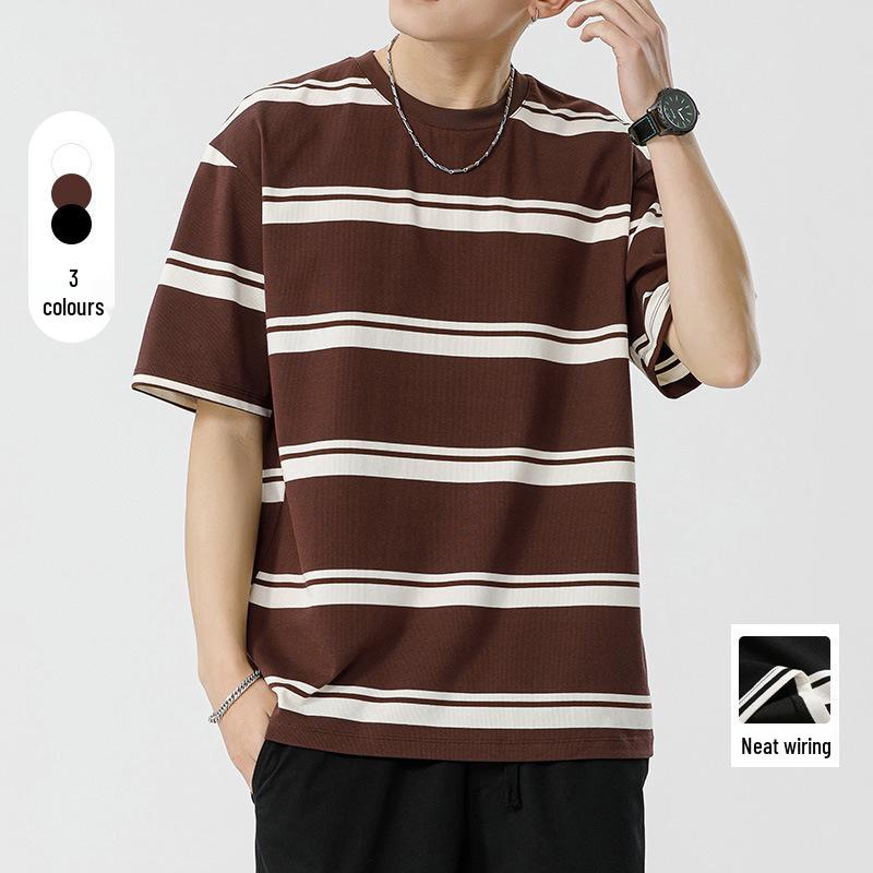 Kunhai Pengyun Men's Japanese Striped Short-Sleeve Casual T-Shirt
