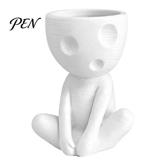 Modern Art Pencil Holder Abstract Character Pen Holder, Resin Sitting Figure Creative Stationery for Desk Cup, Multi-functional Desktop Organizer