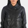 Stylish Women's Handmade Real Lambskin Bomber Leather Jacket Black Handmade Biker Casual