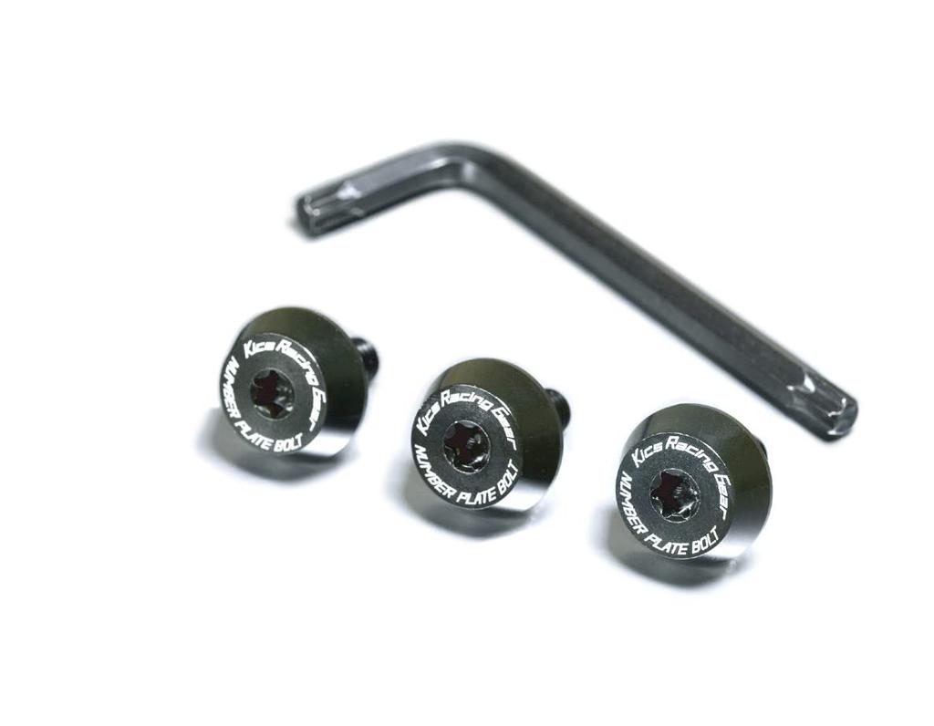 KYO-EI NPBK3P Kics NUMBER PLATE BOLT Pack of 3 (Ordinary Cars) Black